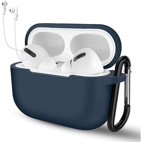 Apple coque airpods,pour Apple Airpods Coque Etui Housse Casque de  Protection en Silicone avec Mousqueton - Bleu - Cdiscount Téléphonie