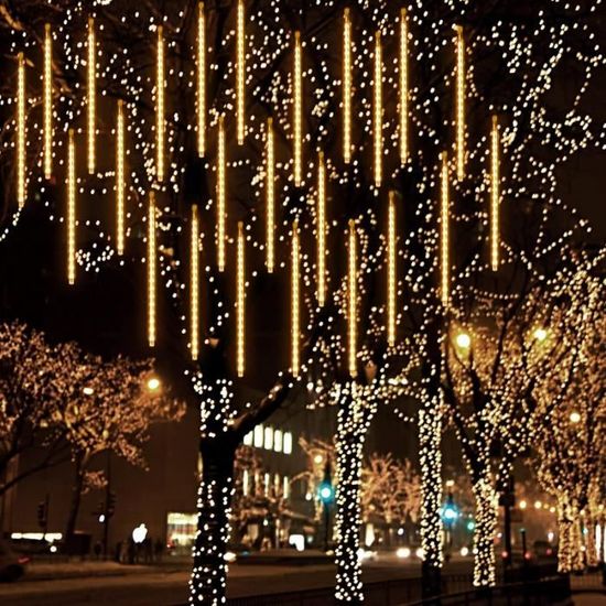 Guirlande Pluie Météore 240 LED – 10 Tubes De 30 Cm, étanche IP44, Pour Noël, Jardin, Mariage