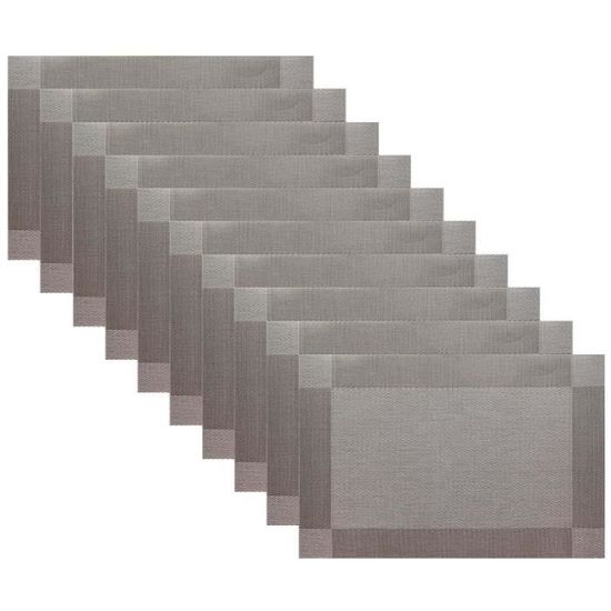 Set De Table Lavable En PVC - Gris - Résistant à La Chaleur - 45 X 30 Cm - Maison