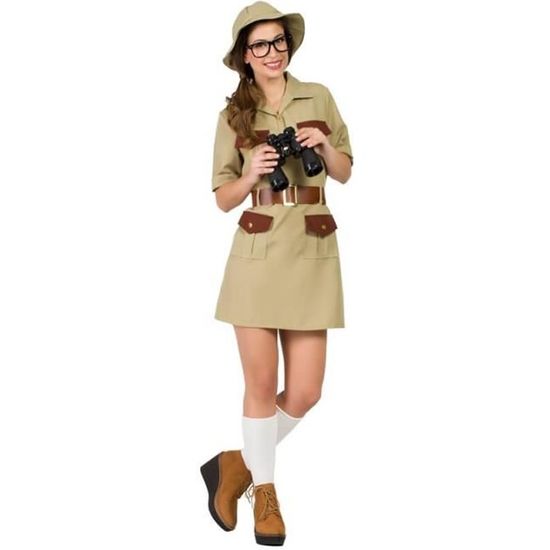 Déguisement d'Exploratrice Aventurière pour femme - Multicolore - Beige - Robe, chapeau et ceinture