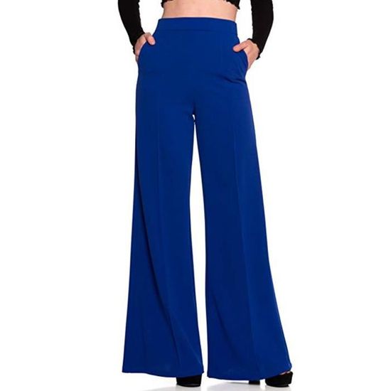 Cegerne Pantalon Palazzo Femme Taille Haute Casual Élastique Jambe Large Pantalon De Costume, Noir-, 3XL