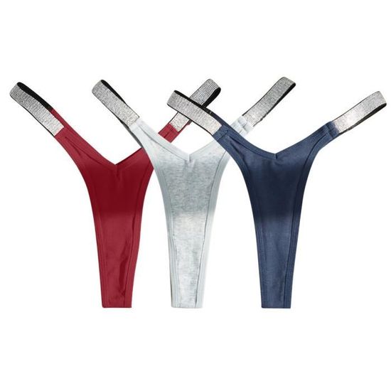 Sous-vêtement Volant T-Back En Soie D'émulation - Culotte Caleçon 1/4, Neuf Avec étiquettes