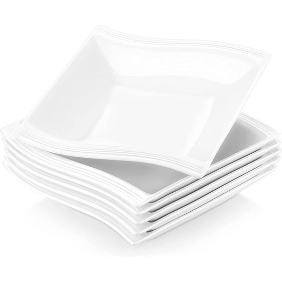 Crèmewit Dessertborden Set 6-delig MALACASA Flora Porseleinen Bordenset – 6 Stuks Crèmewit – 21x21,5 Cm – Dessert/Taartborden 6 Stuks Dessertborden Crèmewit