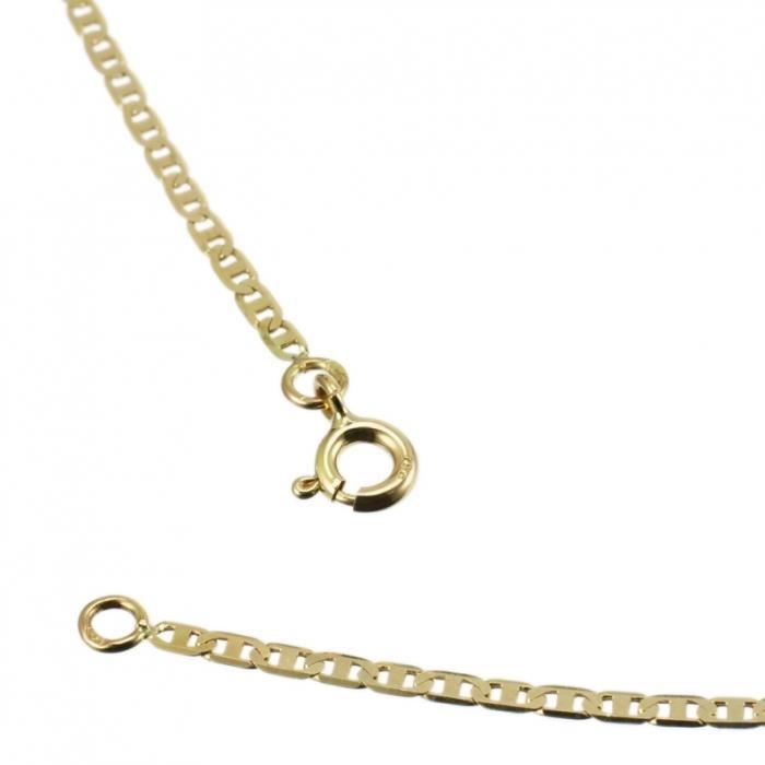 Chaîne de Cou maille Marine Plate Battue 45 cm x 3 mm Plaqué Or Jaune 750/1000