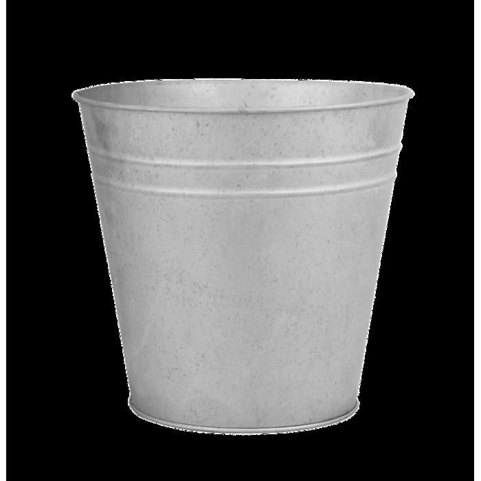 Outils et accessoires de jardinage - Pot de fleurs - L 25,8 x l 25,8 x H 23,9 cm - Zinc Patiné Gris