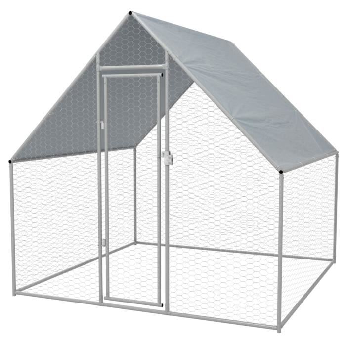 Cage extérieure pour poulets Acier galvanisé 2 x 2 x 1,92 m -RUR