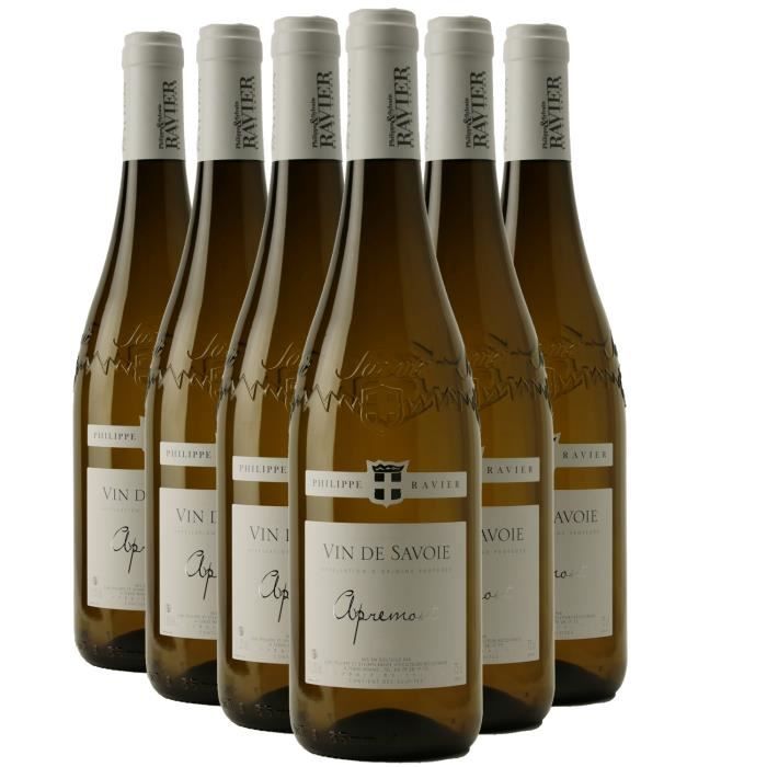 Vin de Savoie Apremont Blanc 2022 - Lot de 6x75cl - Philippe et Sylvain Ravier - Vin AOC Blanc de Savoie - Bugey