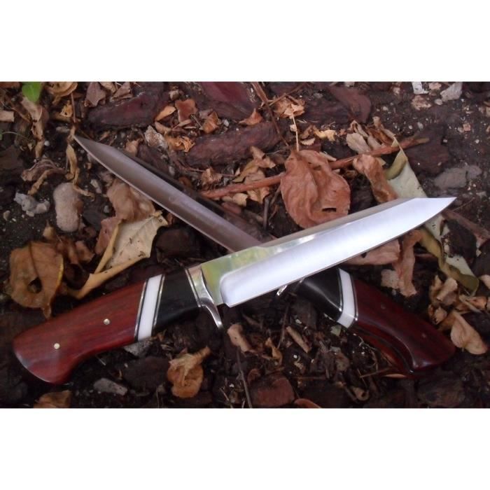 Couteau De Survie « Columbia » Type Rambo Acier Chromé Etui Ceinture