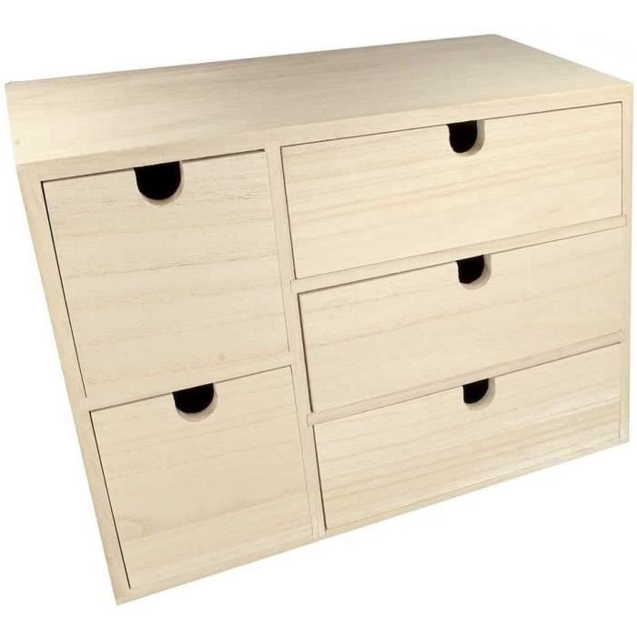 Artemio 14002158 Meuble Casier à Tiroirs, Bois, Beige, 35 x 15 x 26 cm