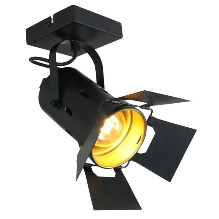 Spot de plafond, lampe Spot Studio, or noir, hauteur 22 cm