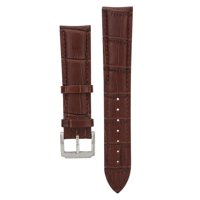 Tbest Bracelet de montre Universel Hommes Femmes Réglable En Cuir PU Bande De Montre Bracelet De Remplacement 20mm Marron