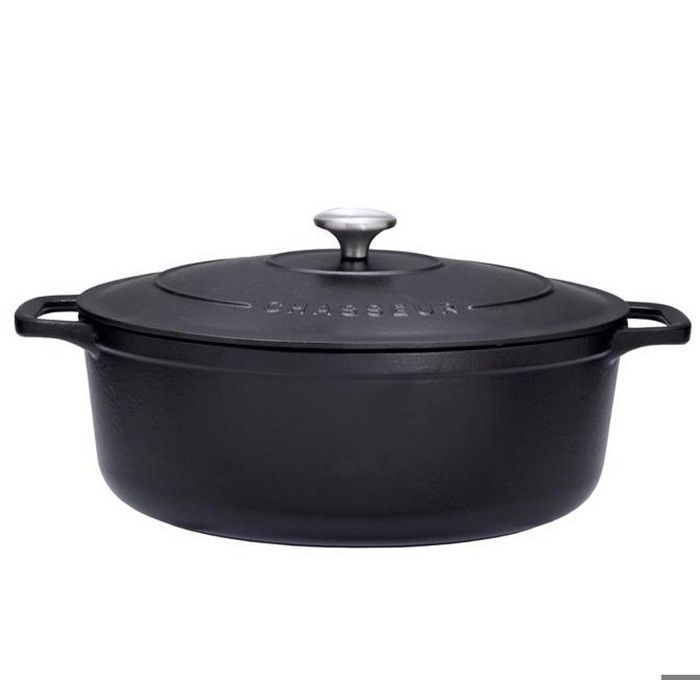 Chasseur - cocotte ovale en fonte émaillée 35cm noir - puc473501