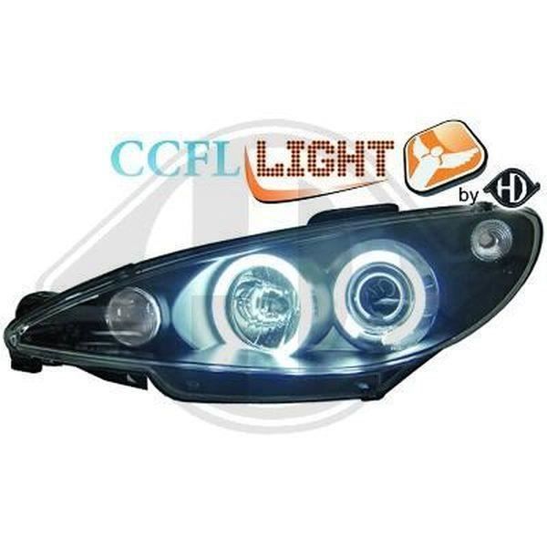 Paire de feux phares Peugeot 206 98-02 angel eyes CCFL noir (681)