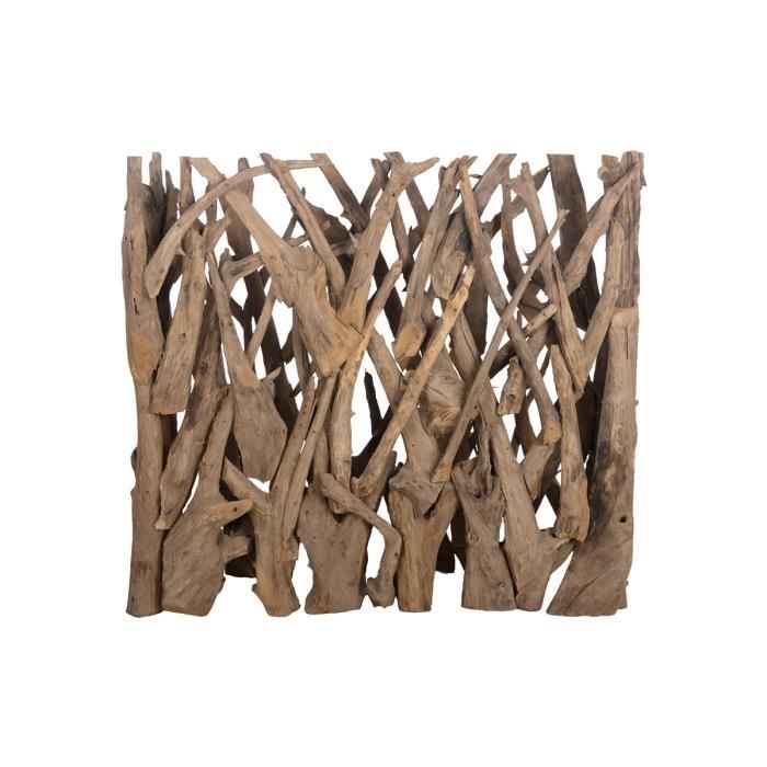 Brise vue en teck véritable- 118 x 28 x 110 cm - Marron naturel