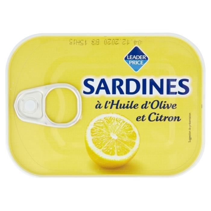 Sardine à l'huile d'olive et citron 115g Leader Price