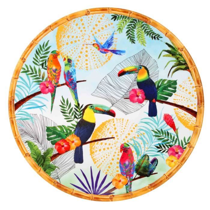 Les Jardins de la Comtesse - Plat de service rond en mélamine - Toucans de Rio