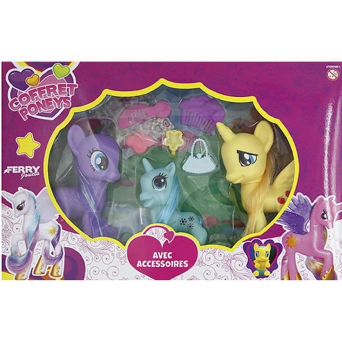 Coffret 3 poney à coiffer et accessoires pour fille