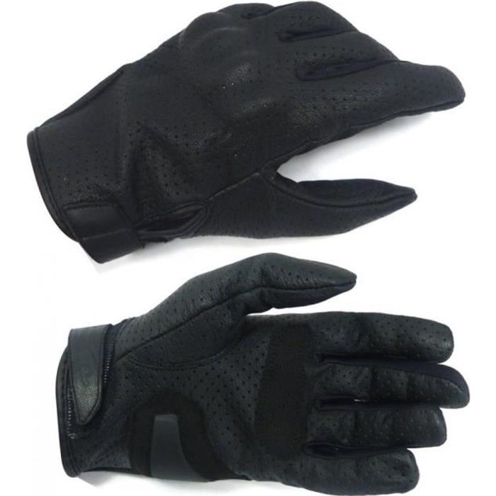 Gants d'été homologué homme Mitsou noir en cuir coqué Taille L 9 moto scooter