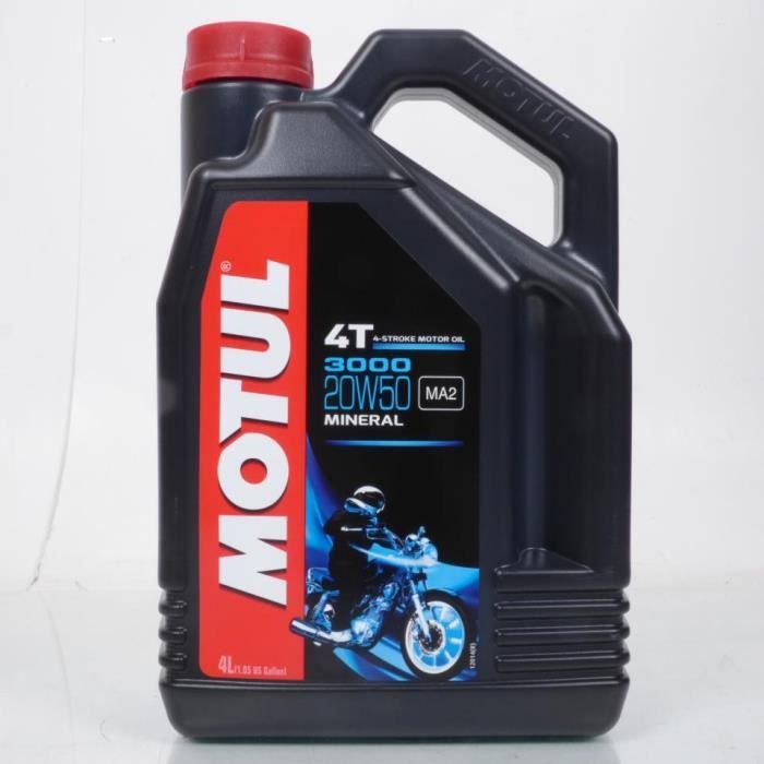 Huile Motul 20W50 Mineral 3000 pour moteur 4T pour Harley-Davidson en 4L