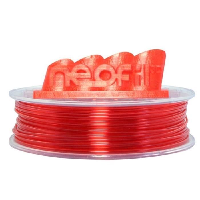 NEOFIL3D Filament pour Imprimante 3D PET-G - Rouge Transparent - 1,75 mm - 750g