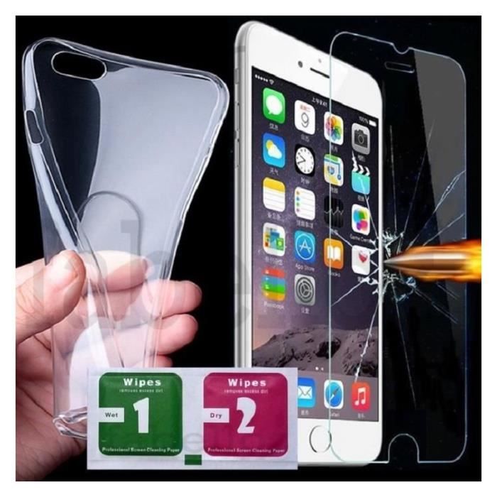Film Verre Trempé + Coque Silicone Transparente Iphone X / Iphone 10