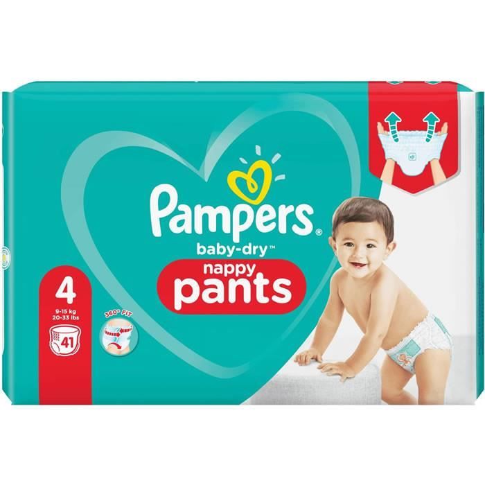 PAMPERS : Baby-Dry Nappy Pants - Culottes taille 4 (9-15kg) 41 culottes