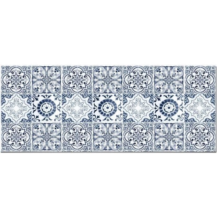 Panorama Crédence Adhésive Cuisine Hydraulique Bleu 40x100 cm - Crédence Adhésive pour Cuisine - Protege Mur Cuisine
