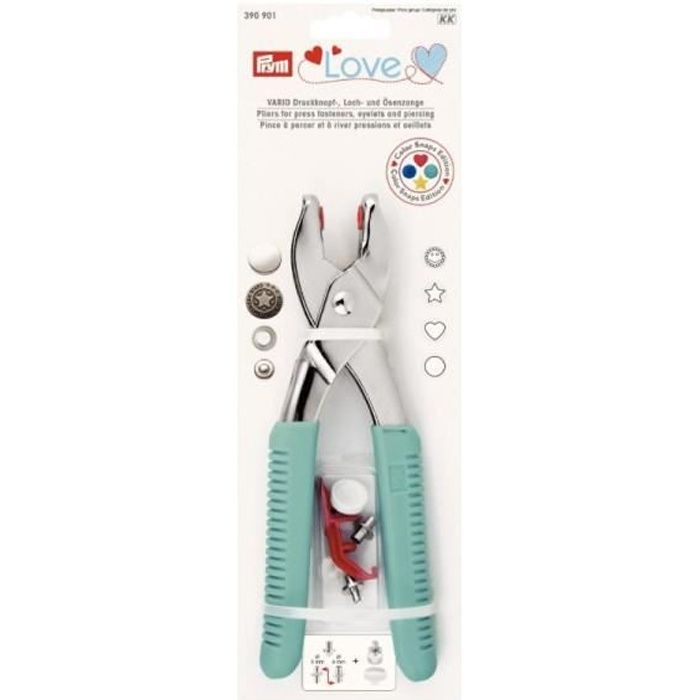 Pince Vario PrymLove turquoise avec outils perçage - Prym