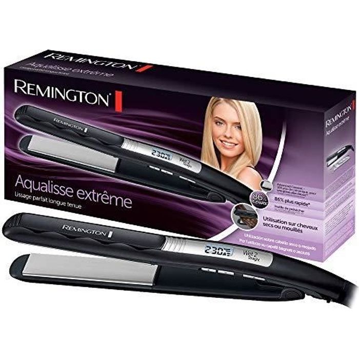 Remington Fer à Lisser Lisseur Plaques Flottantes Aqualisse Céramique Avancée, Sur Cheveux Mouillés et Secs - Accessoire Incl
