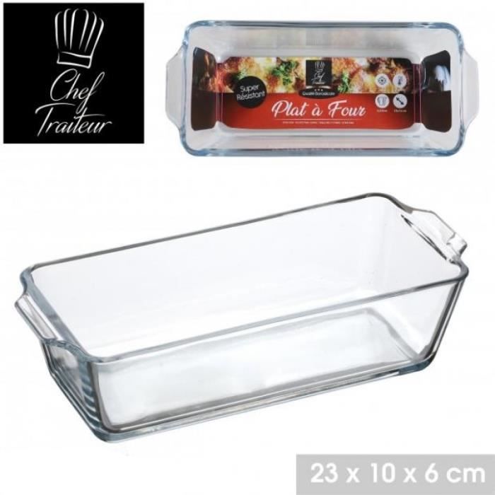 Moule à Cake à Gâteaux ,Gratin ,Pain en Verre Borosilicate Epais ( lot de 2 ) Verrine Forme Rectangle Avec Anse Style Pyrex