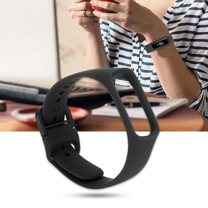 VINGVO bracelet de montre durable Bracelet de montre en silicone de couleur unie pour Samsung Galaxy Fit-e / SM-R375 (noir)