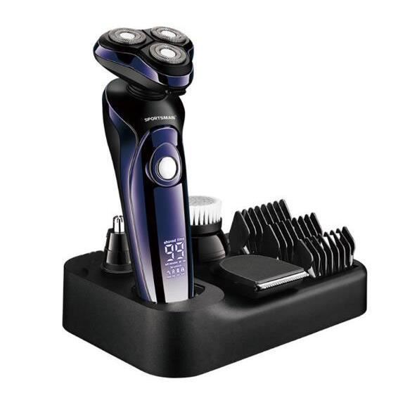 Rasoir Électrique Homme 4D Flottante Rasoirs à Têtes Rotatives Sans Fil IPX7 Étanche Ecran LCD Charge USB Technologie Wet&Dry avec R