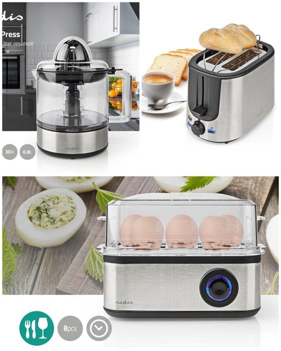 Set 3 En 1 : Bouilloire 1.5L, Grille-pain 4 Tranches Et Cuiseur à œufs - Inox, écran LED, Réglages Température Et Brunissage