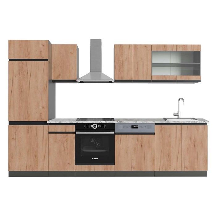 Test Vicco Cuisine R-Line 300cm : design anthracite et chêne