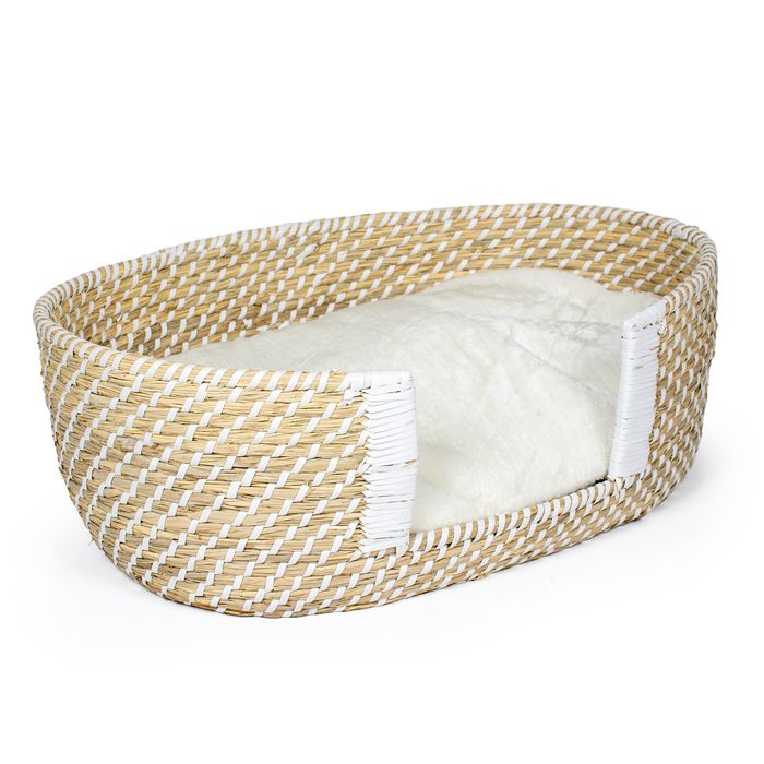 Meilleurs prix pour Panier pour chien et chat en osier et coussin Duvoplus - 58x34x21 cm