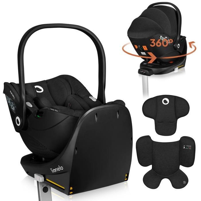 Siège auto bébé avec Base 360° LIONELO Moxie i-Size Set - Cosi 40-87 cm - Base ISOFIX - Bambou naturel - Légère - Groupe 0+ - Noir