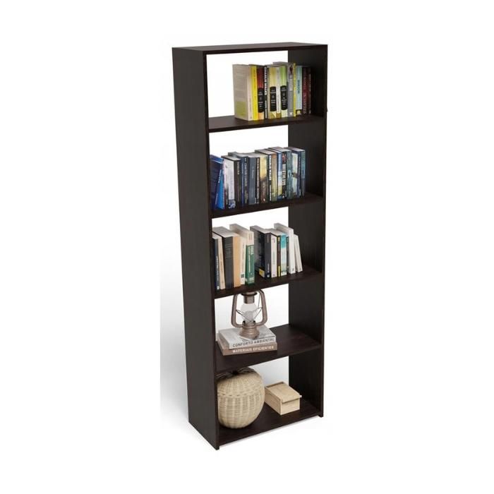 Meuble Étagère à 5 Niveaux - Meuble de rangement Style contemporain - Wengé - 60x30x180 cm