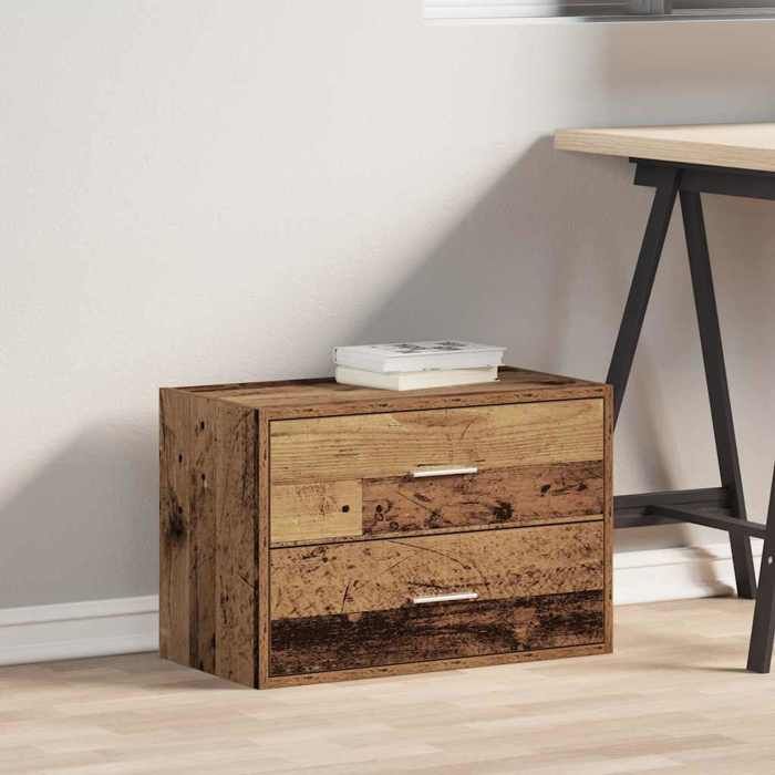 Armoire avec tiroirs en bois dingénierie - vidaXL - 60x31x40 cm - Vieux bois - 2 tiroirs - Empilable