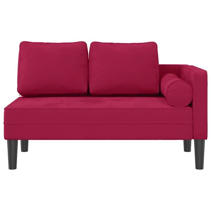 Chaise longue en velours - vidaXL - Rouge bordeaux - 1165x62x575 cm - Velours polyester - Bois massif - Coussin inclus