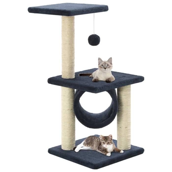 Arbre à chat avec griffoirs - vidaXL - 65 cm - Bleu foncé - Corde en sisal - 30x30 cm base - Balle en jouet Arbre à chat avec griffoirs - vidaXL - 65 cm - Bleu foncé - Corde en sisal - 30x30 cm base - Balle en jouet