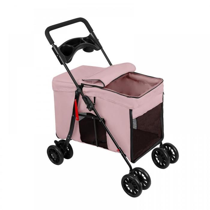 Meilleurs prix pour JEOBEST Poussette pour Animaux Pliable Poussette pour Chien Chat de Petite et Moyenne Taille pour Animaux de Compagnie VoyageRose