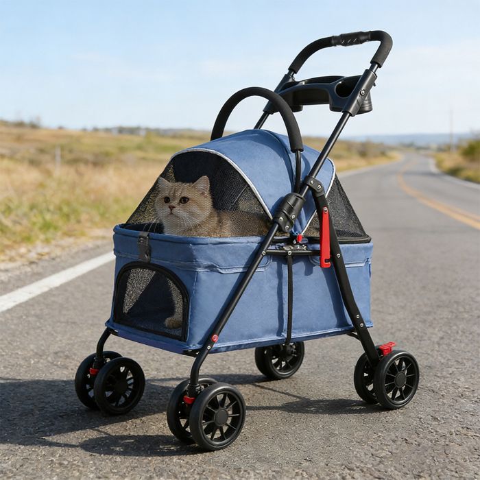 Meilleurs prix pour SUPFINE Poussette pour Animaux 3 en 1 pour Chiens et Chats de Petite et Moyenne Taille 34 × 60 × 97 cm Supporter 15kg Bleu