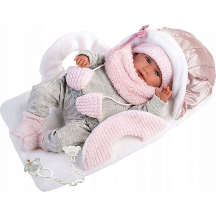 Poupée bébé Llorens Mimi 42 cm avec porte-bébé - modèle 17404 (rose)