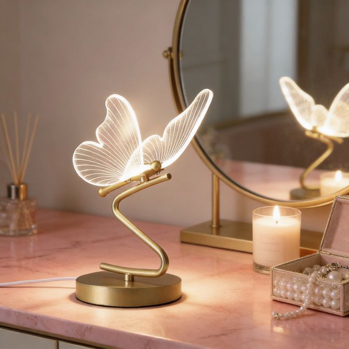 Lampe de table - SMOTOP - Papillon doré - Lot de 2 - Lumière neutre 4000K