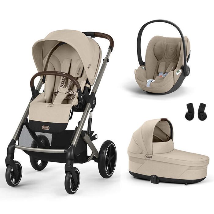 CYBEX - Poussette Trio Balios S Lux + Siège auto Cloud T Plus + Nacelle Cot S Lux Almond Beige