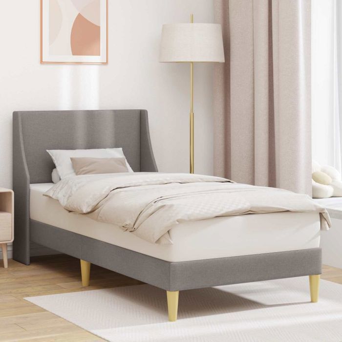 VIDAXL Cadre de lit 90 x 200 cm avec tête de lit en tissu taupe - lattes flexibles