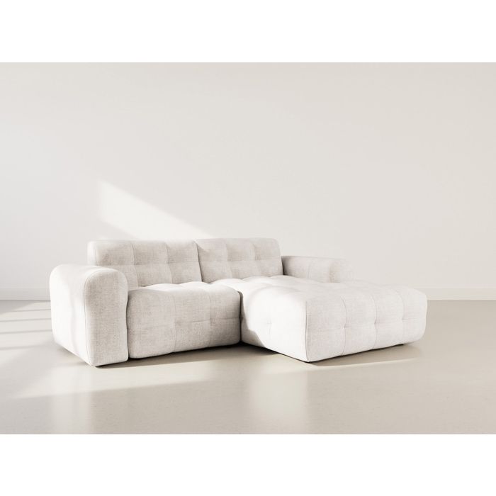 Diane - Canapé dangle droit 4 places en velours texturé - Beige