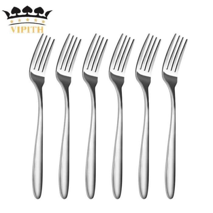 Fourchettes de table - VIPITH - Ensemble de 12 - Acier inoxydable - Argent - Lave-vaisselle compatible