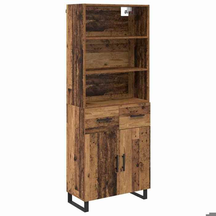 SOLO - TOP Haut Armoire 1 PC - ZENCORE - Armoire Vaisselier/Buffet Salon/bureau - Bois ancien 69 5x34x180 cm - Bois dingénierie 795