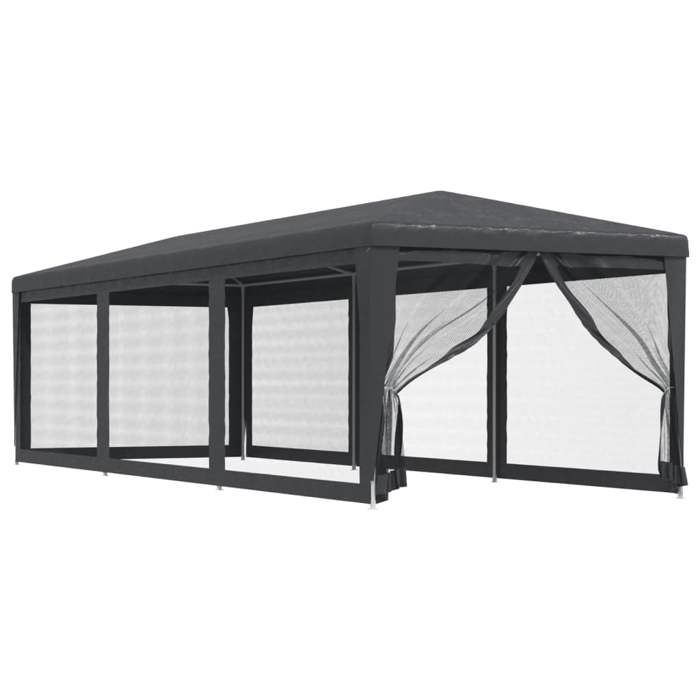 Tonnelle Pliante - Tente Barnum - pour Fête - avec 8 parois latérales - en maille - Anthracite 3x9m 300x898x258 cm L588